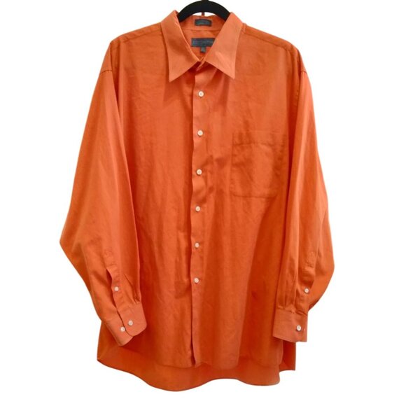 Covington Mens Button-Up Shirt 18-18.5 34/35 Big Tall Fit Orange Long Sleeve - Picture 2 of 7